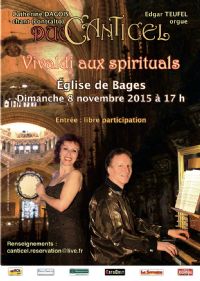 «Vivaldi aux Spirituals » avec Canticel Grand Concert à l'église de Bages. Le dimanche 8 novembre 2015 à Bages. Pyrenees-Orientales.  17H00